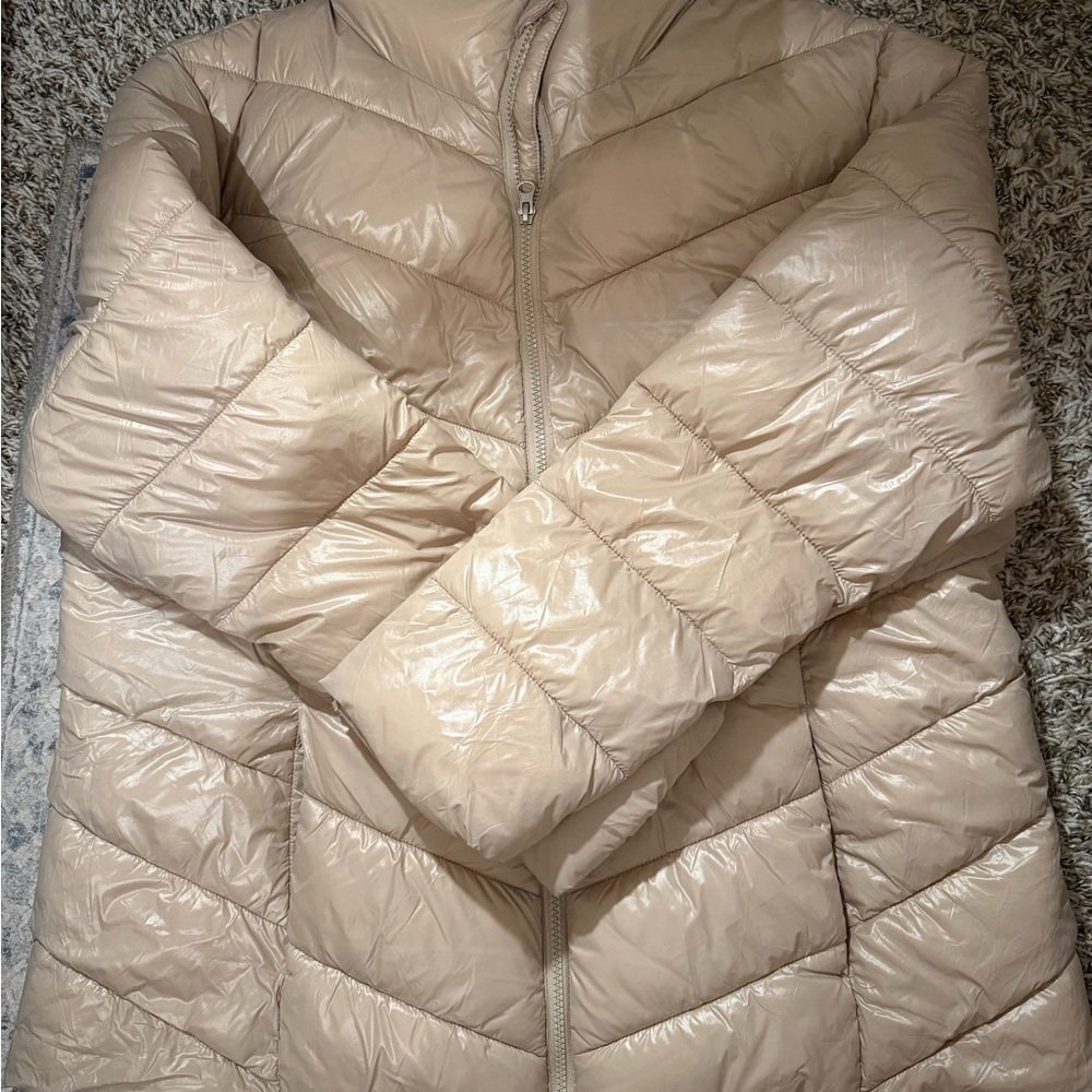 Time and Tru Cream Quilted Puffer Jacket